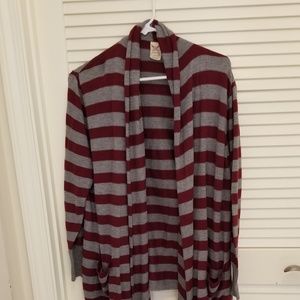 Drape front striped sweater